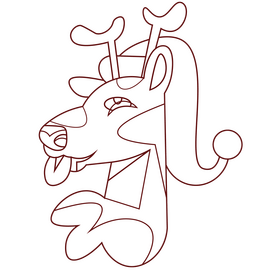 Deer decorated holidays black and white clipart