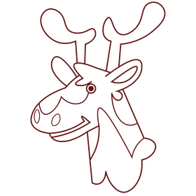 Deer head cartoon black and white clipart