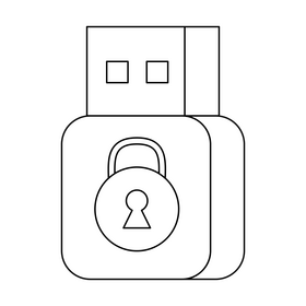 Encryption Technology USB icon black and white clipart