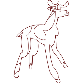 Deer male cartoon black and white clipart