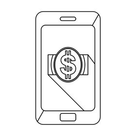 Digital Money icon black and white clipart