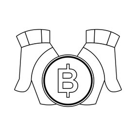 Fintech, blockchain, bitcoin, cryptocurrency, currency, ico, technology icon black and white clipart