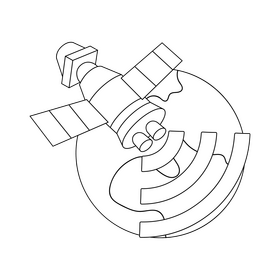 GPS Satellite icon black and white clipart