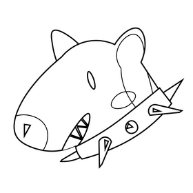 Dog angry cartoon black and white clipart