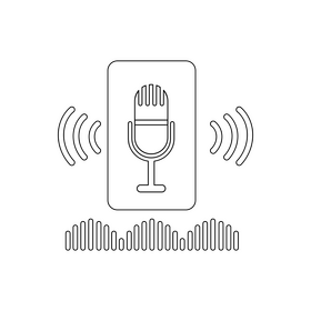 Voice assistant black and white clipart