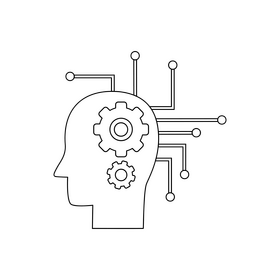 Machine learning black and white clipart