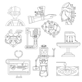 Medical technology icon set black and white vector