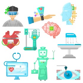 Medical technology icon set vector