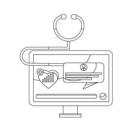 Telehealth black and white clipart