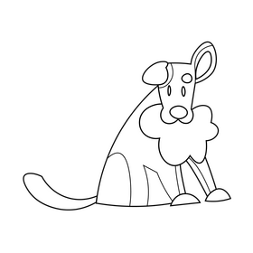 Cute dog sitting black and white clipart