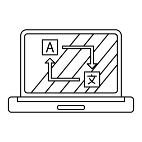 Machine Translation icon black and white clipart