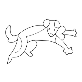 Dog running drawing black and white clipart