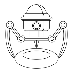 Nanotechnology Robot black and white clipart