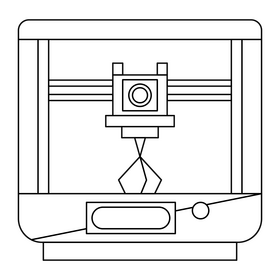 Production Technology 3D Printing black and white clipart