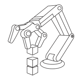 Robot gripper black and white clipart