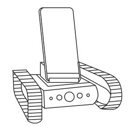 Smartphone assistant robot black and white clipart