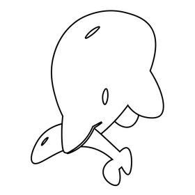 Dolphin eating fish black and white clipart