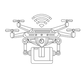 RPA Delivery Drone black and white clipart