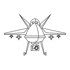 Unmanned Aerial Vehicle Millitary Drone black and white clipart
