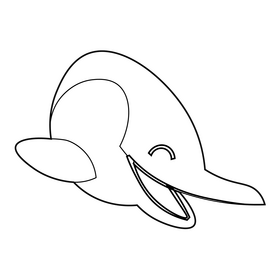 Dolphin happy black and white clipart