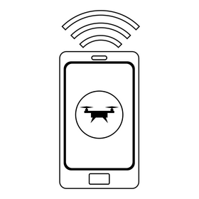 Unmanned Aerial Vehicle Wireless Control black and white clipart