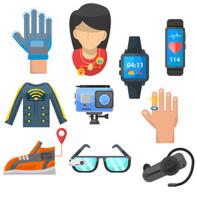 Wearable technology icon set vector