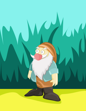 Cute dwarf in bush vector