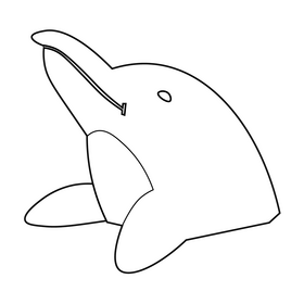 Dolphin head black and white clipart