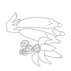 Banana slices black and white clipart