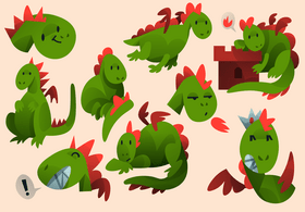 Dragon cartoon set vector