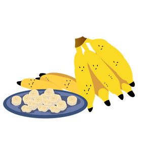 Free banana slices on a plate clipart