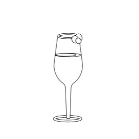 Cartoon glass of wine black and white clipart
