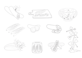 Cucumbers black and white vector