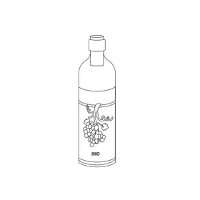 Bottle of wine black and white clipart