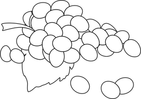 Grapes cartoon black and white clipart