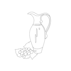 Glass decanter of grape juice black and white clipart