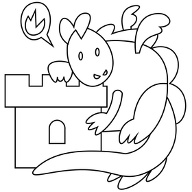 Dragon castle black and white clipart