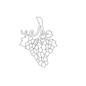 Cartoon grapes black and white clipart