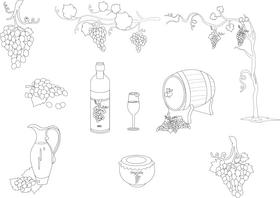 Grapes, wine black and white vector