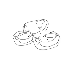 Potato cartoon black and white clipart