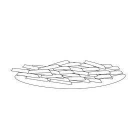Fries on a plate illustration black and white clipart
