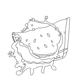 Watermelon slice drawing black and white clipart