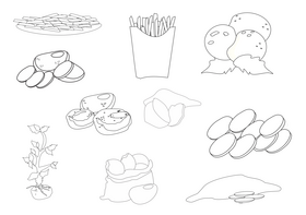 Potatos black and white vector