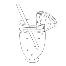Watermelon juice illustration black and white clipart