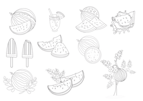 Free watermelons black and white vector