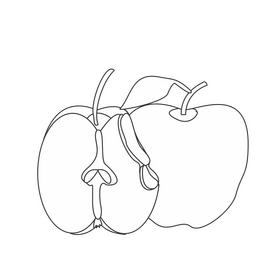 Free cut in half apple black and white clipart