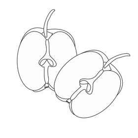 Free red cut in half black and white clipart