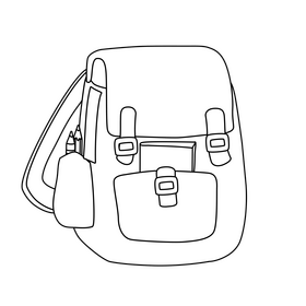 Boys backpack for school black and white clipart