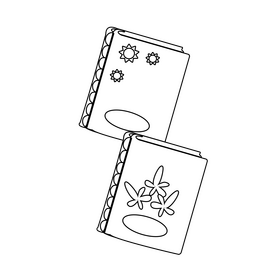 Boys and girls notebooks black and white clipart