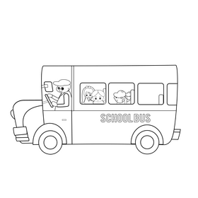 School bus illustration black and white clipart